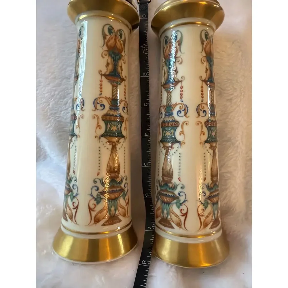 Lenox Spice Village Porcelain Salt & Pepper Mill Grinder Set USA Ceramic Brass